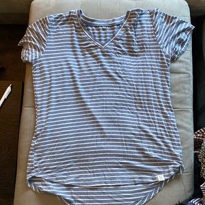 Blue Striped V-neck